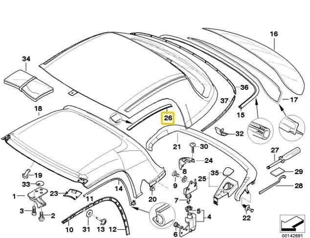 BMW Z3 E36 Dešinysis vandens deflektorius originalus 54218397670