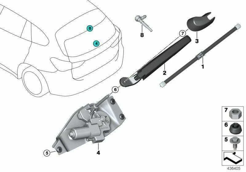 Originalus BMW ZINORO X1 F48 F49 M13 X1 16d 18d 18dX 18i valytuvo ašmenys 61627356223