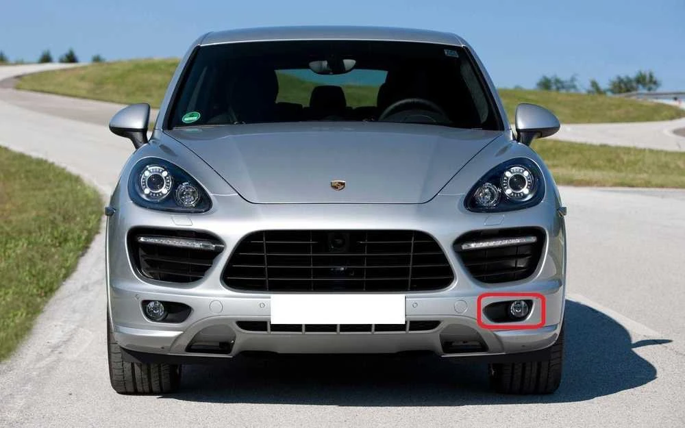 Originalus juodas rėmelis rūko žibintui kairėje Porsche Cayenne 92A 2010-2014