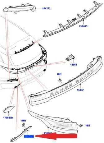 Originalus LAND ROVER Velar galinis kairysis atšvaitas LR093435