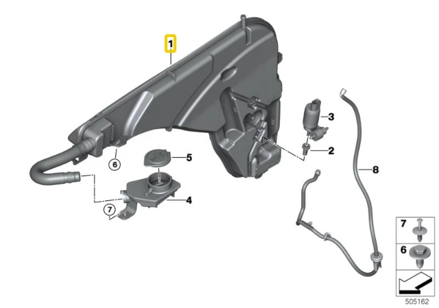Originalus OE BMW X3 X4 M G01 G02 G08 priekinio stiklo valymo talpa 61667483866