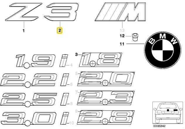 ORIGINALUS OEM BMW Z3 Roadster Bagažo Dangčio 3 Emblema Ženklelis Logotipas 51148399310