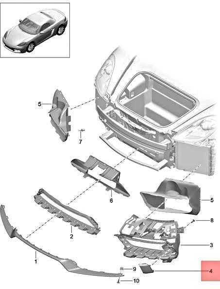 Originalus PORSCHE 718 Boxster Cayman 982 982C Apdaila Kairė Matinė juoda 982807945OK1