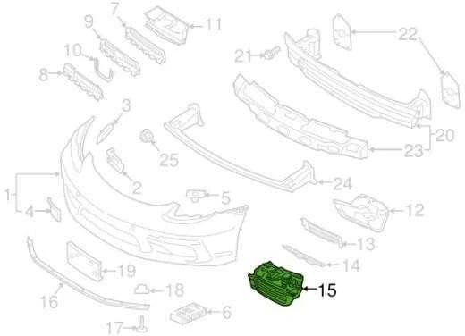 Originalus PORSCHE 718 Boxster Cayman 982 Grotelė Dešinė Matinė juoda 982807684OK1