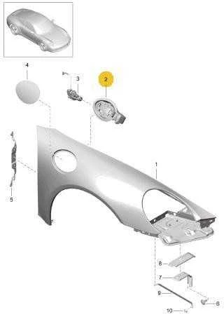 Originalus PORSCHE 911 991 Priekinis sparnas Kuro papildymo dangtelis 99150414203