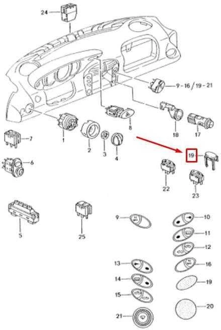 Originalus PORSCHE 911 Carrera mygtukas matinis juodas 99661398710A05