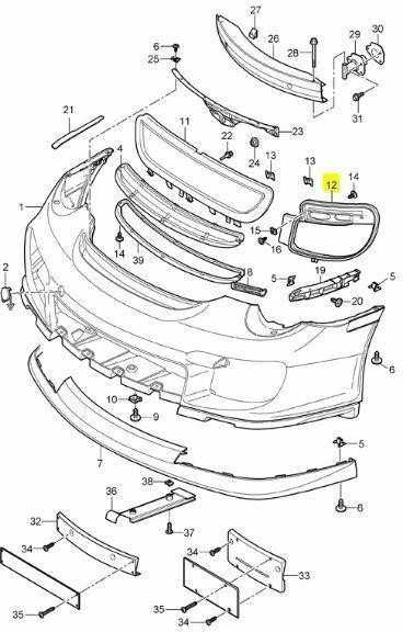 Originalus Porsche 911 Turbo 07-09 Priekinis Dešinysis Bamperio Įleidimo Grotelės 9975055648101C