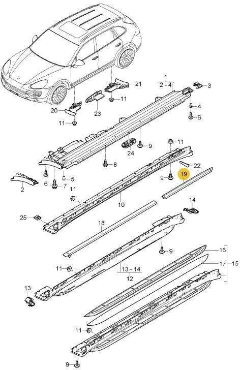 Originalus PORSCHE Cayenne durų slenksčio apdaila kairėje gale satino juoda 958559539009B9