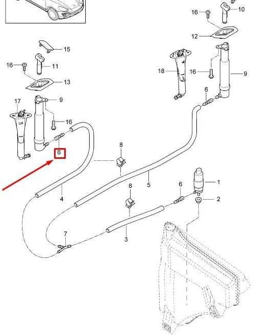 Originalus PORSCHE Cayenne plovimo skysčio vamzdžio žarnų jungtys 95562820600