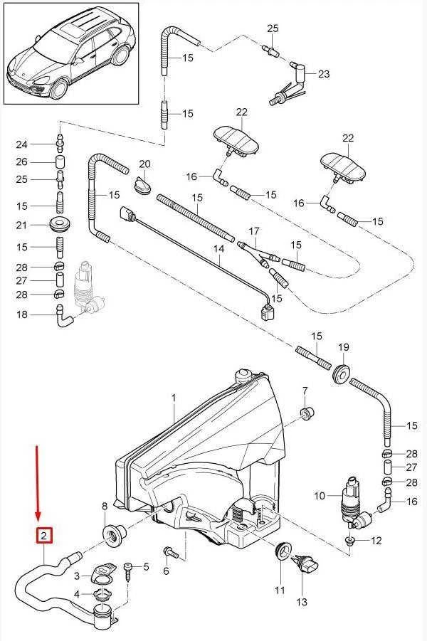 Originalus "Porsche Cayenne" valytuvų ploviklis Priekinio stiklo užpildymo kaklelis ploviklis R 95852860501