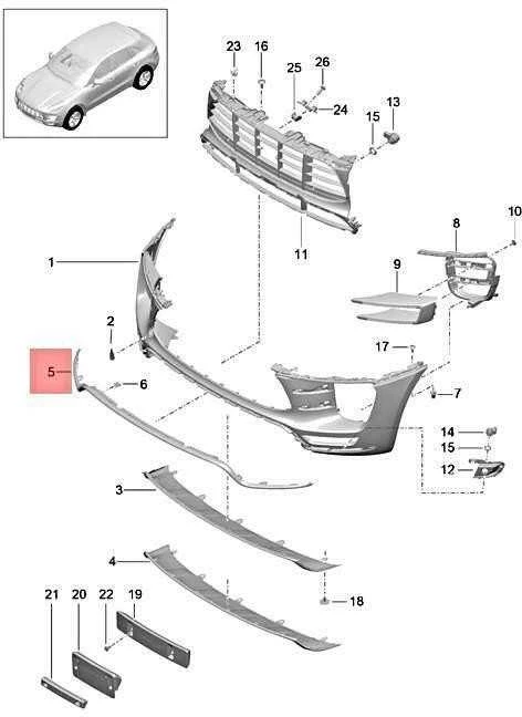 Originalus PORSCHE Macan 95B Spoiler Lip Juodas 95B8071101E0