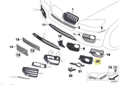 Originalus priekinis bamperio rūko žibintas uždarytas grotelė dešinėje tinka BMW X6 E71 E72 Hyb 08-14