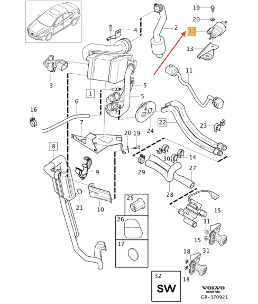 Originalus VOLVO S60 II kuro siurblys 31418468