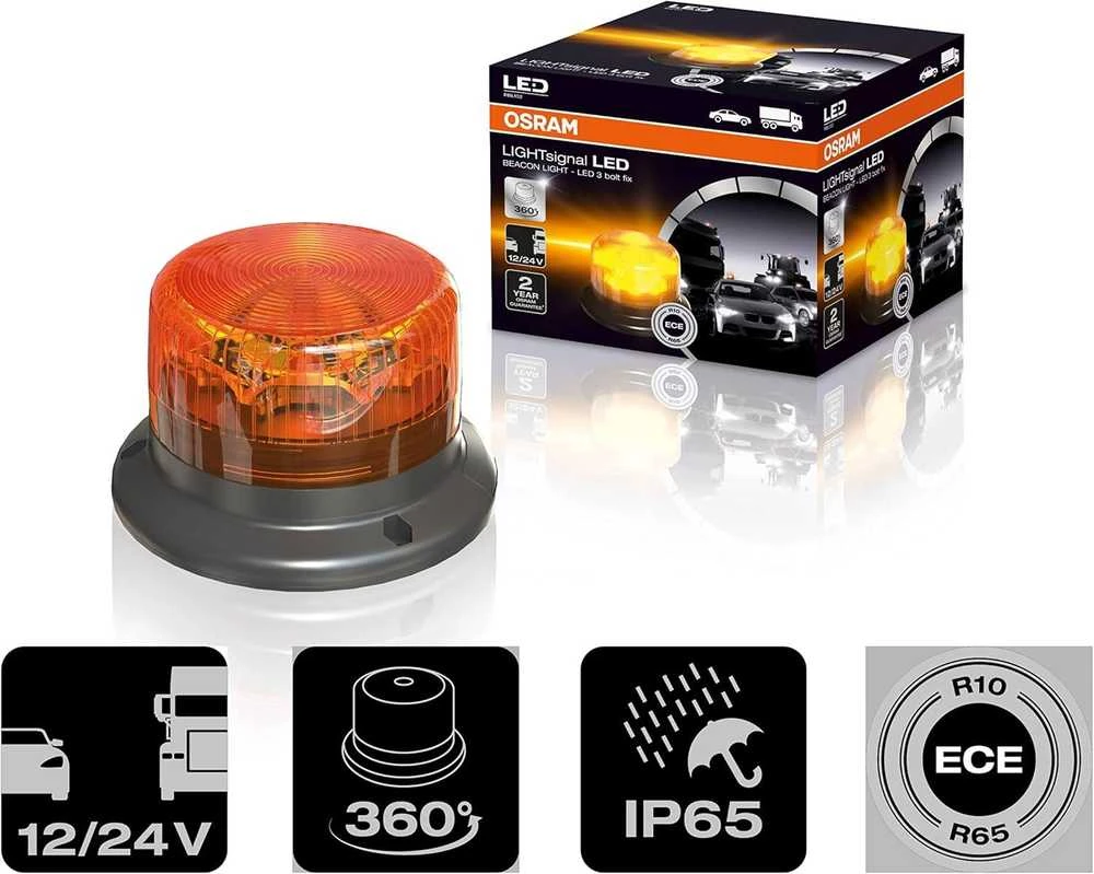 OSRAM LIGHTsignal LED žibintas | 360° gintarinis | 12/24V | 3 varžtų tvirtinimas