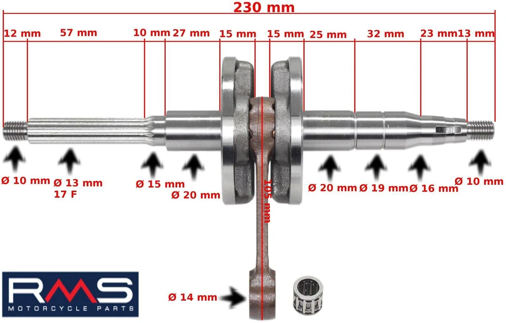 Other Alkūninio veleno MINARELLI HORIZONTAL 50 PIN 10mm RMS TINKA: APRILIA-AREA/GULLIVER/RALLY/SCARABEO/SONIC/SR BENELLI-491/K2/NAKED/PEPE BETA-ARK/EIKON/QUADRA ITALJET-DRAGSTER MALAGUTI-CIAK/F10/F12/F15/YESTERDAY YAMAHA-AEROX/NEO'S/JOG MBK-OVETTO/FLIPPER