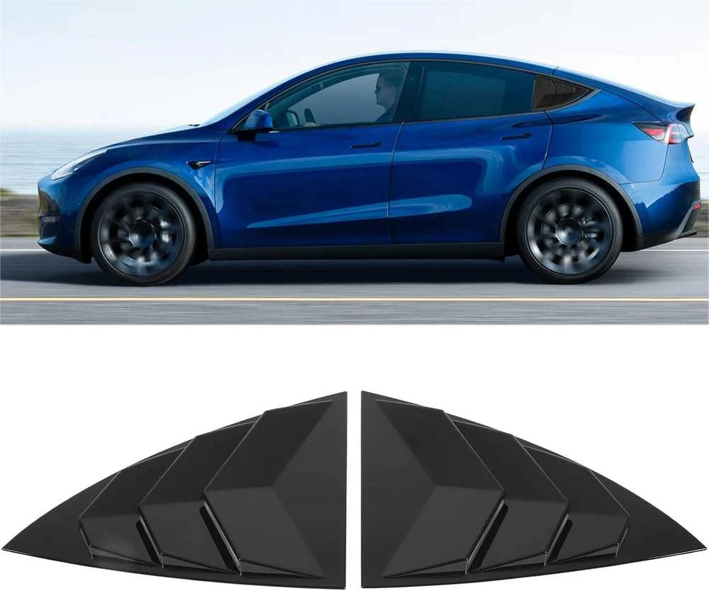 Other Šoninio lango spoileris "Tesla Model Y" 2021-2023 m. modeliui - 2 vnt. ABS trikampio dangtelis, juodas