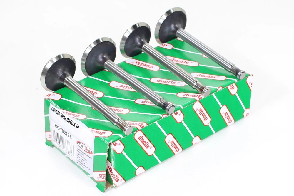 Other URAL DUELLS DI VOŽTUVAI. 2 įsiurbimo ir 2 išmetimo vožtuvai, skirti Ural modeliui. Išmetimo vožtuvo matmenys: ilgis 92 mm, skersmuo 40 mm, koto skersmuo 8 mm. Įsiurbimo vožtuvo matmenys: ilgis 91 mm, skersmuo 35 mm, koto skersmuo 8 mm.