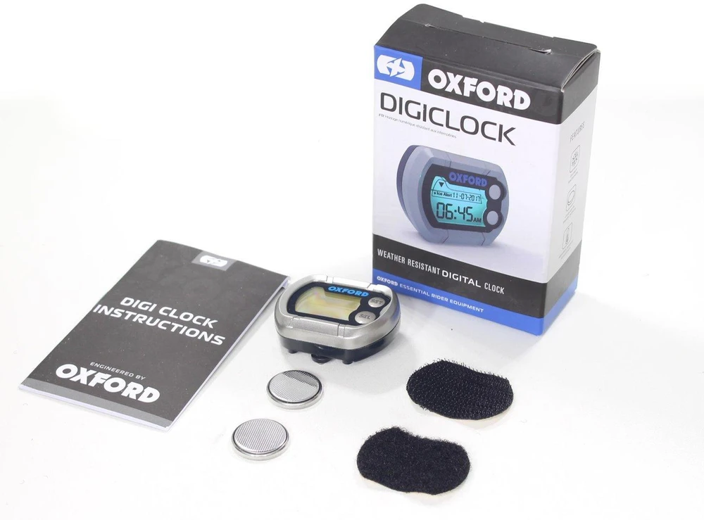 OXFORD elektroninis laikrodis su termometru, skirtas tvirtinti prie vairo