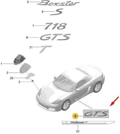 PORSCHE 718 BOXSTER 982 GTS4.0 Lipdukas 982853417 NAUJAS ORIGINALUS