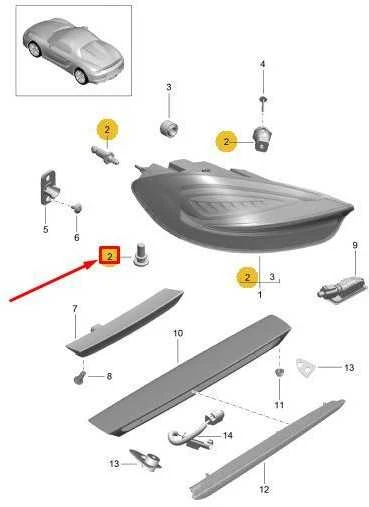Porsche 718 Boxster Cayman Galvos Šviesos Skėčio Remonto Komplektas Originalus 98163192500