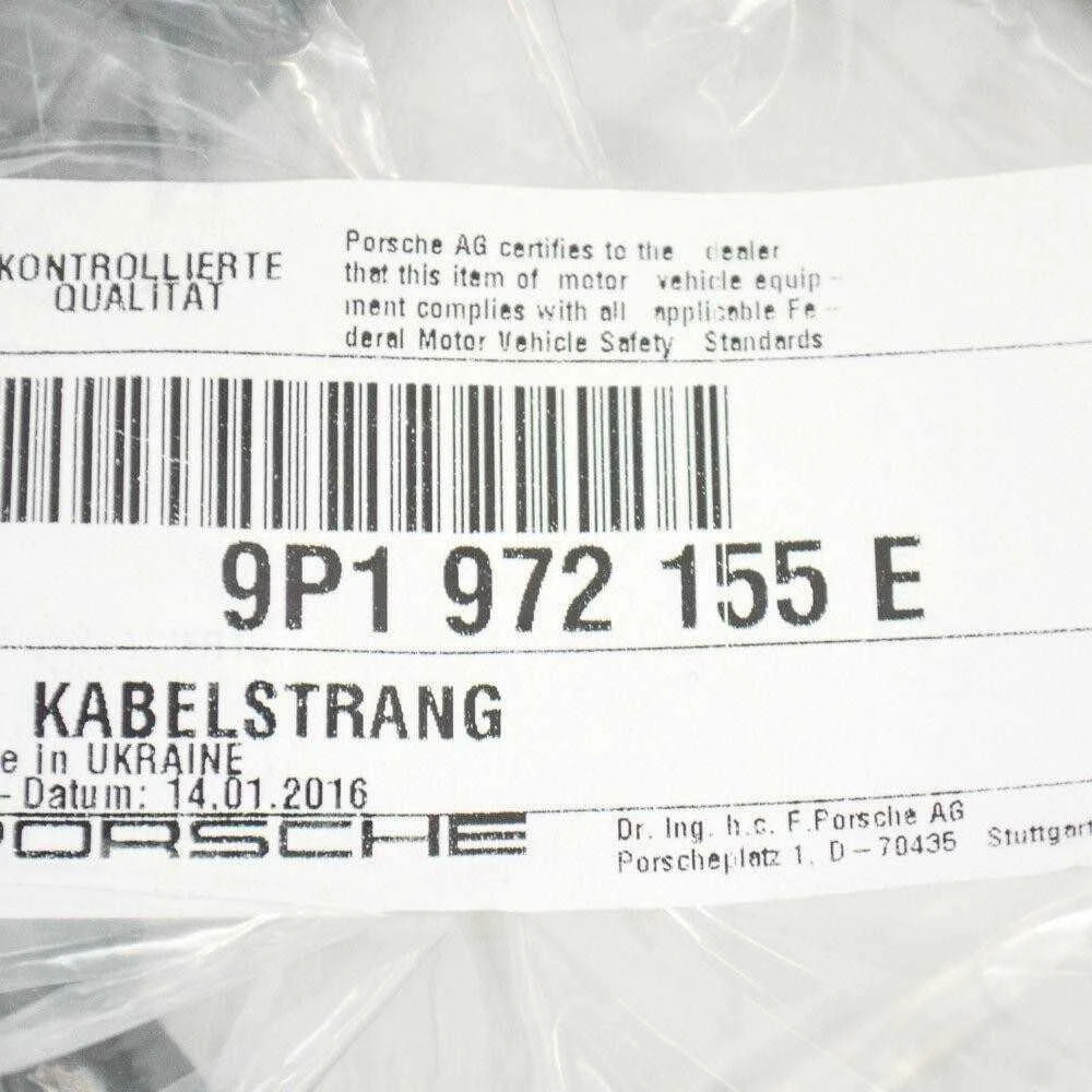 PORSCHE 911 991 Priekinis buferis laidų rinkinys 9P1972155E Naujas originalus 2017