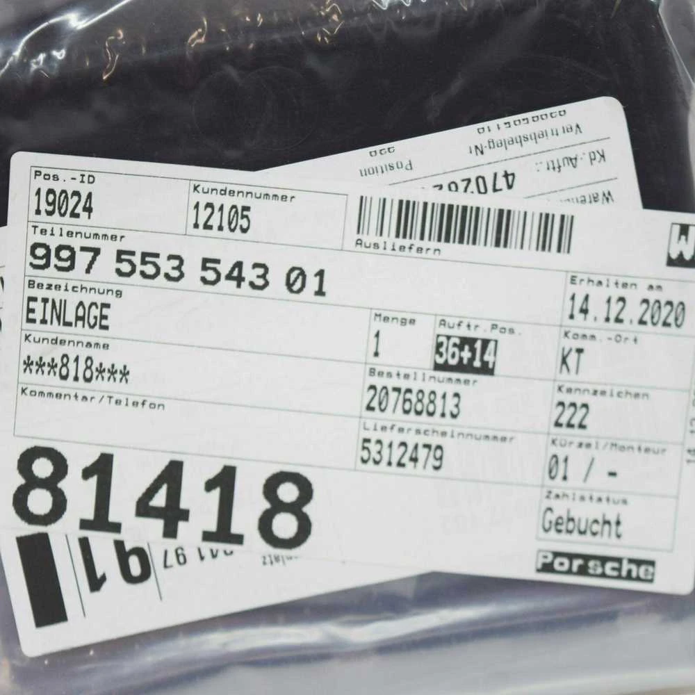 PORSCHE 911 997 Centrinės konsolės įdėklas 99755354301 NEW GENUINE