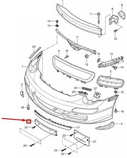 PORSCHE 911 997 Priekinis buferis numerio plokštelė 99770105111 NAUJA ORIGINALI