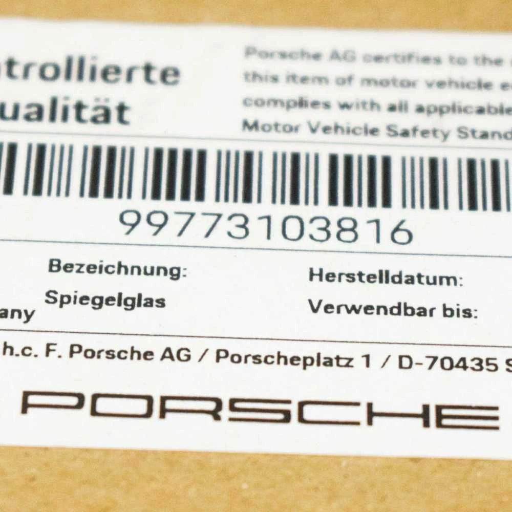 PORSCHE 911 997 Priekinis Dešinysis Durų Veidrodėlio Stiklas LHD 99773103816 NAUJAS ORIGINALUS
