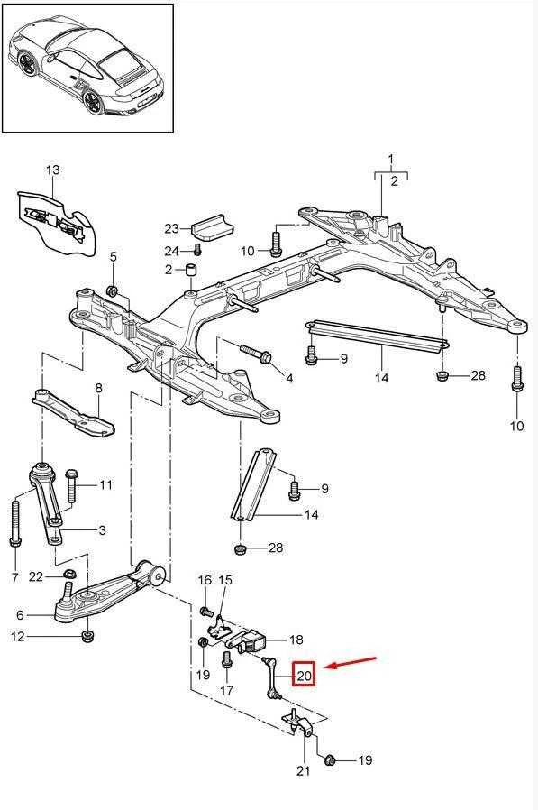 PORSCHE 911 997 Žibintų lygio jutiklio strypo atrama 99734137501 NAUJA ORIGINALI