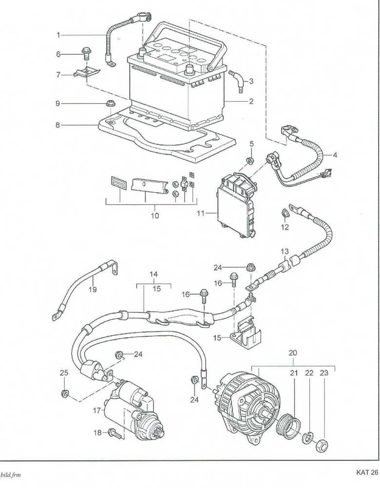 Porsche 911 Akumuliatoriaus laidas - teigiamas - jungties taškas prie starterio/alternatoriaus