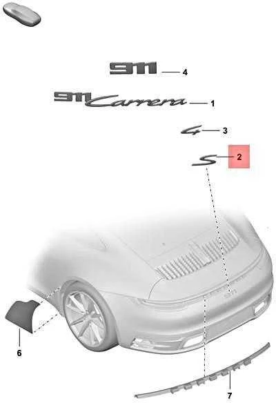 Porsche 911 Carrera 992 2019 2020 Užrašas Sidabrinis Originalus 992853675BOU2