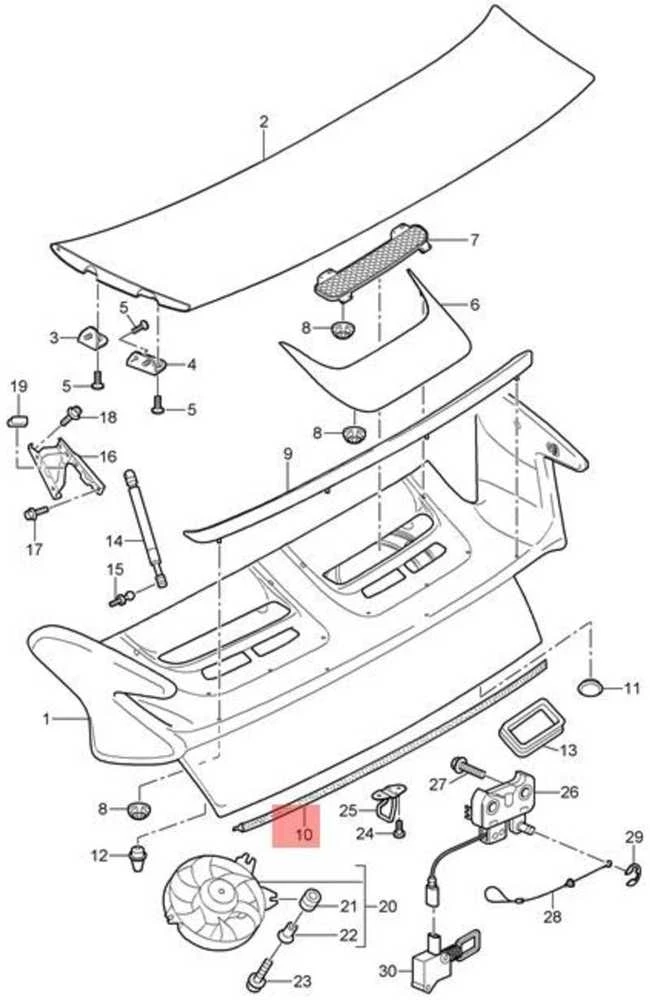 Porsche 911 GT2RS 997 Gasket Galinio Gaubto Aerokit Originalus 99751261101