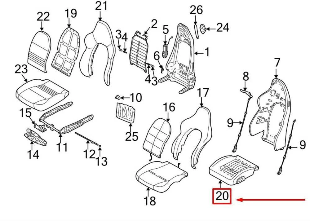 PORSCHE BOXSTER 986 Po sėdyne esanti kilimėlis 99652150702 NAUJAS ORIGINALUS