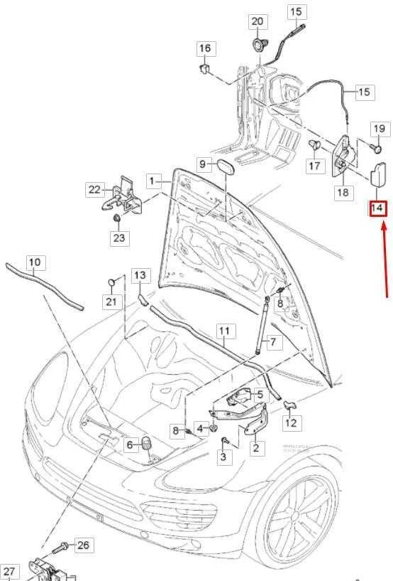 PORSCHE CAYENNE 92A Priekinio Dangčio Veikimo Svirtis RHD 9585115330182V NAUJA ORIGINALI
