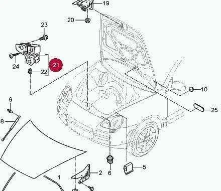Porsche Cayenne 955 ir 957 variklio dangčio užraktas 2003-2010 - 95551150902