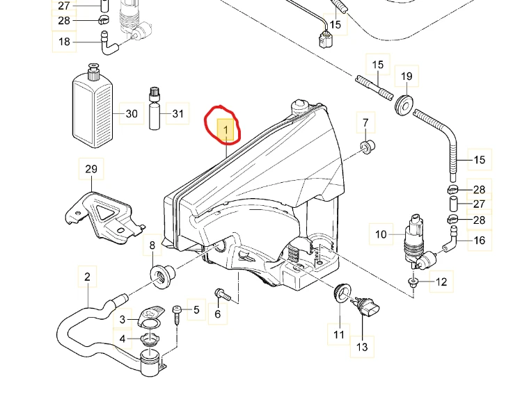 Porsche Cayenne Vandens Rezervuaras Originalus 95852870300