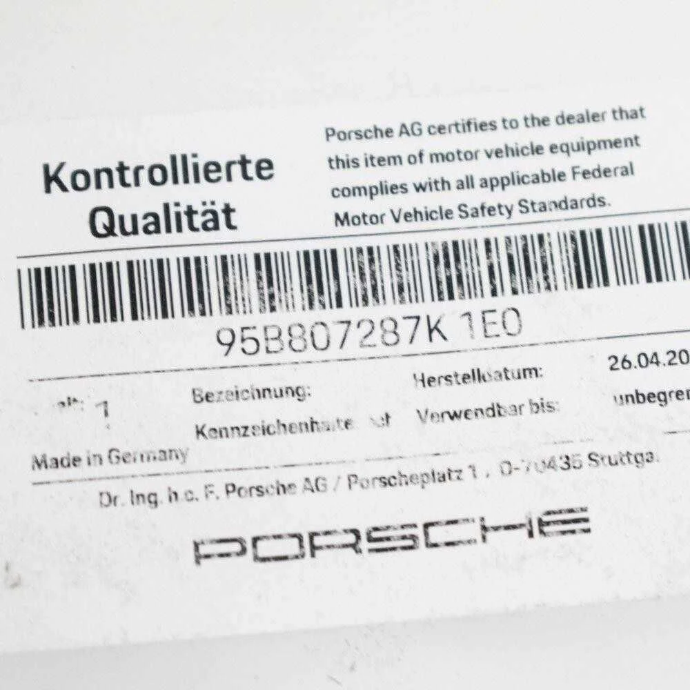 Porsche Macan Juodas Licencijos Plokštelės Laikiklis Originalus 95B807287K1E0