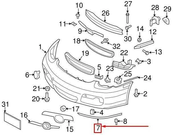 PORSCHE CAYMAN 987 Priekinis Bamperis Kairysis Apatinis Spoileris 987505527019B1 NAUJAS ORIGINALUS