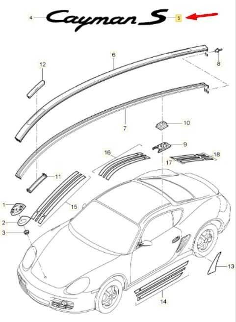 Porsche Cayman 987C S Užrašas Gruntuotas Originalus 98755998501