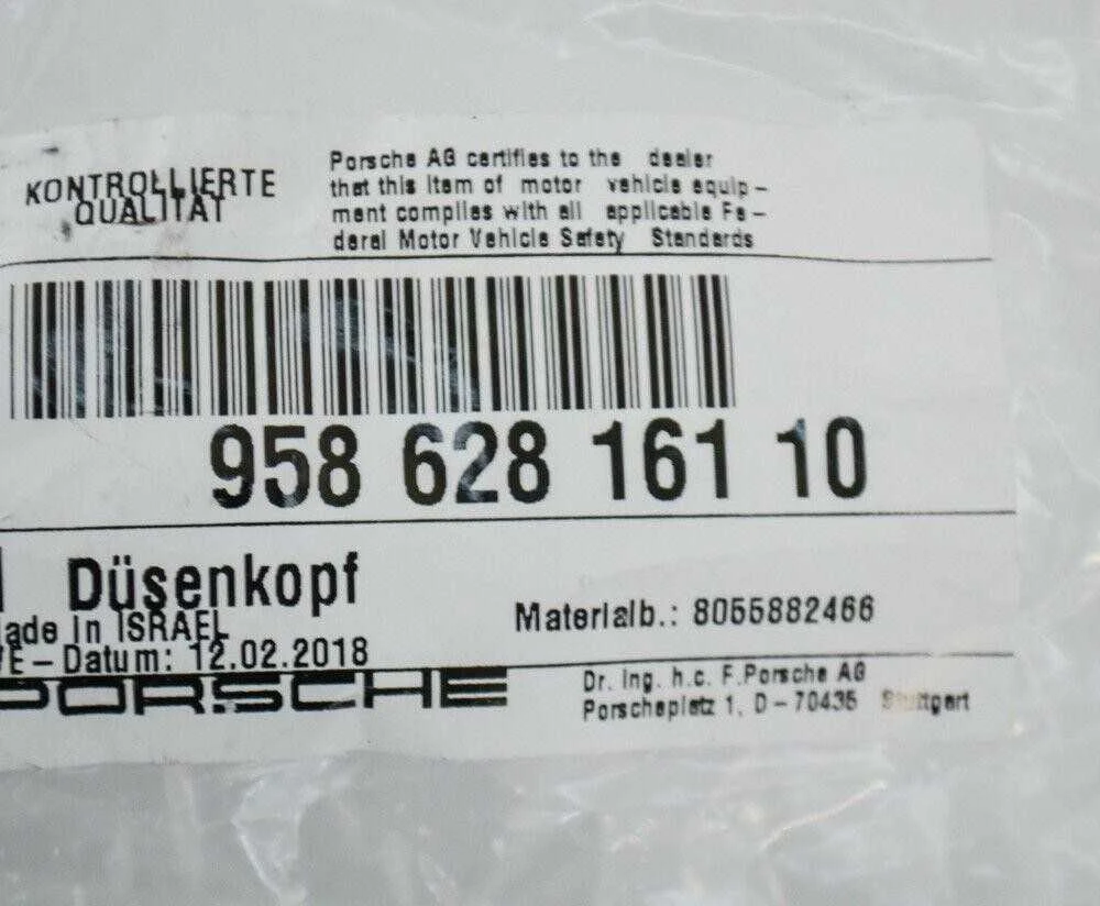 Porsche Cayman Boxster Nozzle Head 2009 2012 Originalus 95862816110