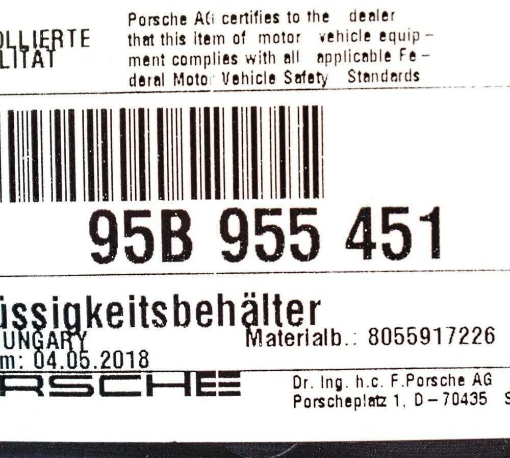 PORSCHE Macan 95B Priekinio stiklo plovimo bako su siurbliu 95B955451 Naujas originalus