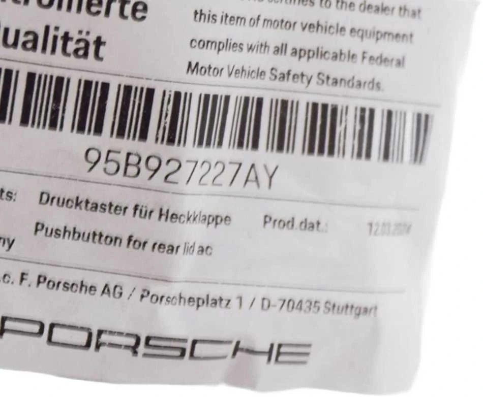 Porsche Macan 95B2 Galinio Luiko Aktivavimo Mygtukas Originalus 95B927227AY