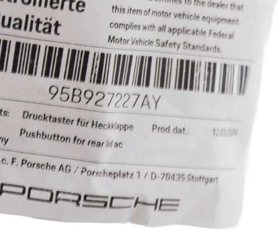 Porsche Macan 95B2 Galinio Luiko Aktivavimo Mygtukas Originalus 95B927227AY