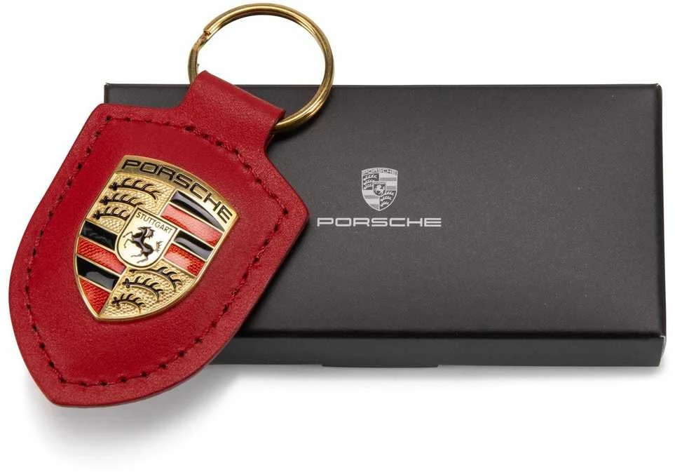 "Porsche" odinis raktų pakabukas su herbu Raudonas raktų pakabukas Grandinėlė Žiedas Originalus WAP0500920E