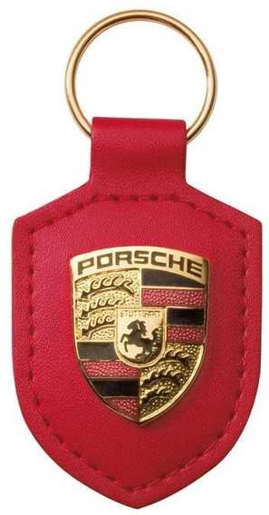 "Porsche" odinis raktų pakabukas su herbu Raudonas raktų pakabukas Grandinėlė Žiedas Originalus WAP0500920E