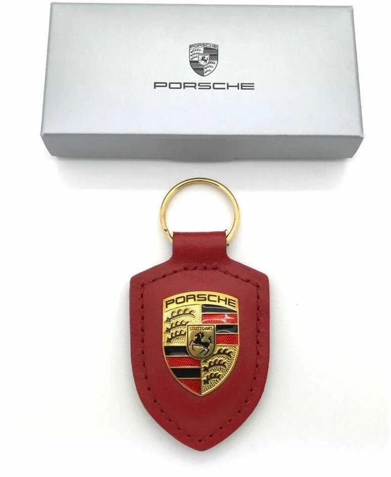 "Porsche" odinis raktų pakabukas su herbu Raudonas raktų pakabukas Grandinėlė Žiedas Originalus WAP0500920E