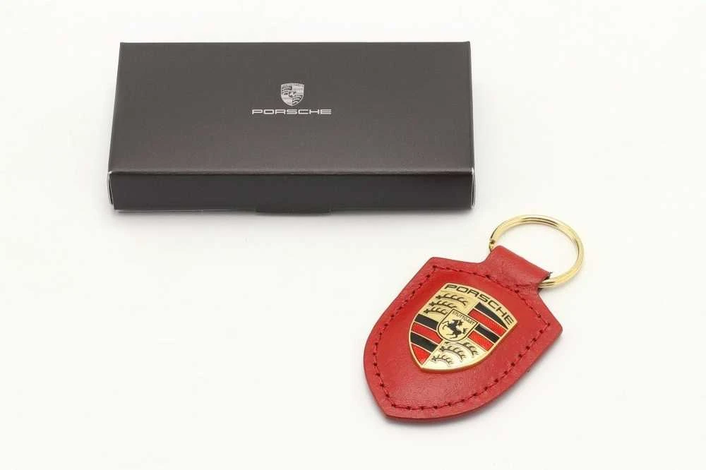 "Porsche" odinis raktų pakabukas su herbu Raudonas raktų pakabukas Grandinėlė Žiedas Originalus WAP0500920E