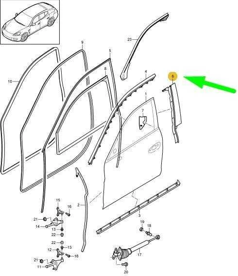 PORSCHE PANAMERA 970 Priekinės Dešinės Durys B-Stulpelio Apdaila 97053738202 NAUJA ORIGINALI