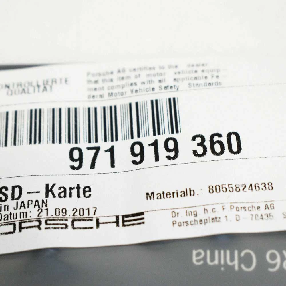 PORSCHE PANAMERA 971 Navigacijos programinė įranga SD kortelė Originali 971919360