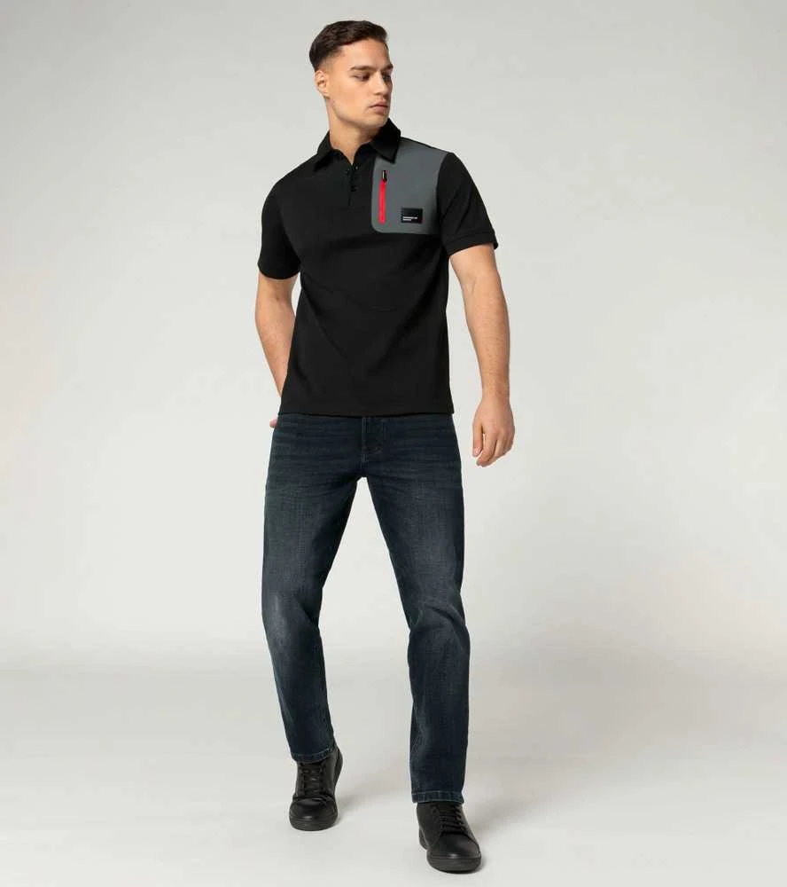 Porsche Motor Sports Collection Fanwear Polo Marškinėliai Vyriški Juodi Originalus WAP16100S0RMSF